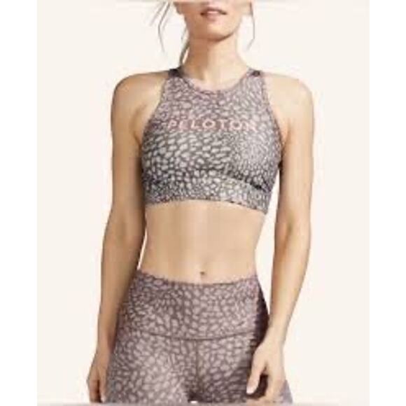 Peloton x WITH Riverstone Leggings and High Neck Bra Set Size S Nala Cheetah - Picture 1 of 16